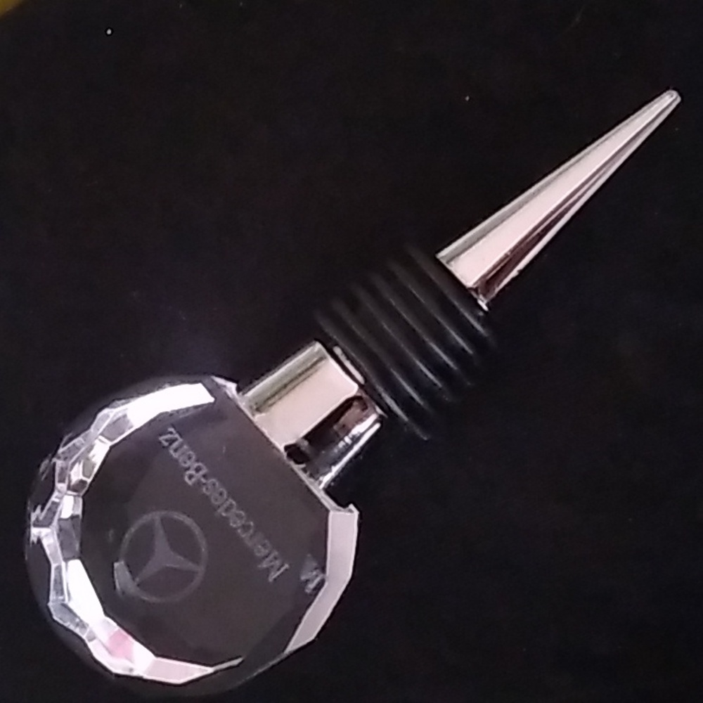 Vintage Collectible Mercedes Benz Cut Crystal Top Liquor/Bottle/Decanter Stopper